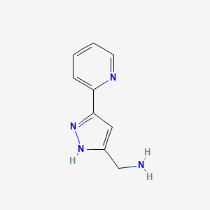 molecular formula C9H10N4 B1491622 (3-(pyridin-2-yl)-1H-pyrazol-5-yl)methanamine CAS No. 1340540-79-5
