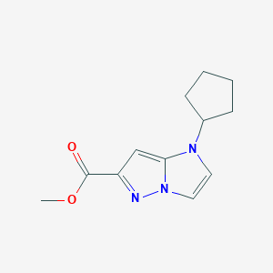 molecular formula C12H15N3O2 B1491657 methyl 1-cyclopentyl-1H-imidazo[1,2-b]pyrazole-6-carboxylate CAS No. 2098031-07-1
