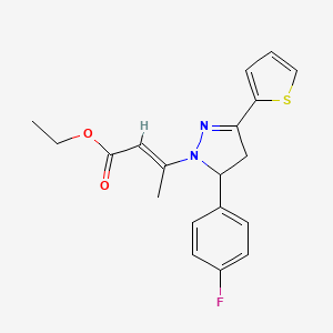 molecular formula C19H19FN2O2S B14916918 ethyl (2E)-3-[5-(4-fluorophenyl)-3-(thiophen-2-yl)-4,5-dihydro-1H-pyrazol-1-yl]but-2-enoate 