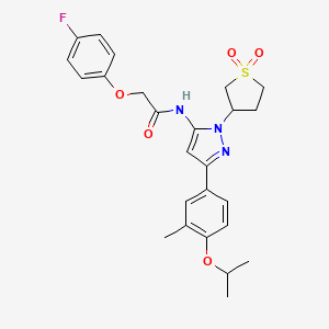 molecular formula C25H28FN3O5S B14917017 N-{1-(1,1-dioxidotetrahydrothiophen-3-yl)-3-[3-methyl-4-(propan-2-yloxy)phenyl]-1H-pyrazol-5-yl}-2-(4-fluorophenoxy)acetamide 