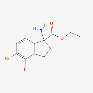 molecular formula C12H13BrFNO2 B14917410 Ethyl 1-amino-5-bromo-4-fluoro-2,3-dihydro-1H-indene-1-carboxylate 