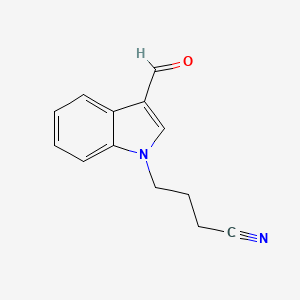 molecular formula C13H12N2O B14917483 4-(3-formyl-1H-indol-1-yl)butanenitrile 