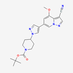 molecular formula C22H26N6O3 B14918287 tert-Butyl 4-(4-(3-cyano-4-methoxypyrazolo[1,5-a]pyridin-6-yl)-1H-pyrazol-1-yl)piperidine-1-carboxylate 