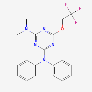 molecular formula C19H18F3N5O B14918320 N,N-dimethyl-N',N'-diphenyl-6-(2,2,2-trifluoroethoxy)-1,3,5-triazine-2,4-diamine 