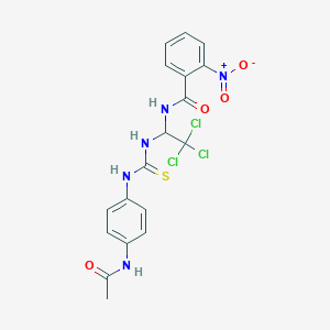 molecular formula C18H16Cl3N5O4S B14918544 N-[1-({[4-(acetylamino)phenyl]carbamothioyl}amino)-2,2,2-trichloroethyl]-2-nitrobenzamide 