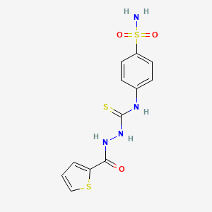 molecular formula C12H12N4O3S3 B14918914 N-(4-sulfamoylphenyl)-2-(thiophen-2-ylcarbonyl)hydrazinecarbothioamide 