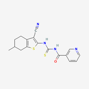 molecular formula C17H16N4OS2 B14918922 N-[(3-cyano-6-methyl-4,5,6,7-tetrahydro-1-benzothiophen-2-yl)carbamothioyl]pyridine-3-carboxamide 