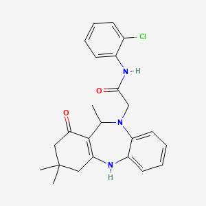 molecular formula C24H26ClN3O2 B14919003 N-(2-chlorophenyl)-2-(3,3,11-trimethyl-1-oxo-1,2,3,4,5,11-hexahydro-10H-dibenzo[b,e][1,4]diazepin-10-yl)acetamide 