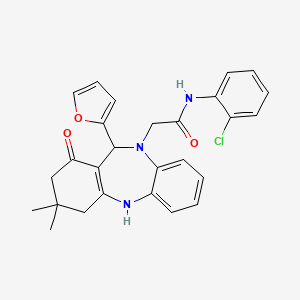 molecular formula C27H26ClN3O3 B14919019 N-(2-chlorophenyl)-2-[11-(furan-2-yl)-3,3-dimethyl-1-oxo-1,2,3,4,5,11-hexahydro-10H-dibenzo[b,e][1,4]diazepin-10-yl]acetamide 