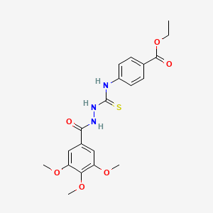 molecular formula C20H23N3O6S B14919025 Ethyl 4-[({2-[(3,4,5-trimethoxyphenyl)carbonyl]hydrazinyl}carbonothioyl)amino]benzoate 