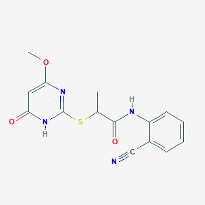 molecular formula C15H14N4O3S B14919033 N-(2-cyanophenyl)-2-[(4-methoxy-6-oxo-1,6-dihydropyrimidin-2-yl)sulfanyl]propanamide 