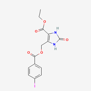 molecular formula C14H13IN2O5 B14919042 ethyl 5-({[(4-iodophenyl)carbonyl]oxy}methyl)-2-oxo-2,3-dihydro-1H-imidazole-4-carboxylate 