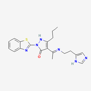 molecular formula C20H22N6OS B14919051 (4E)-2-(1,3-benzothiazol-2-yl)-4-(1-{[2-(1H-imidazol-4-yl)ethyl]amino}ethylidene)-5-propyl-2,4-dihydro-3H-pyrazol-3-one 