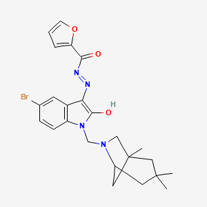 molecular formula C24H27BrN4O3 B14919084 N'-{(3Z)-5-bromo-2-oxo-1-[(1,3,3-trimethyl-6-azabicyclo[3.2.1]oct-6-yl)methyl]-1,2-dihydro-3H-indol-3-ylidene}furan-2-carbohydrazide 