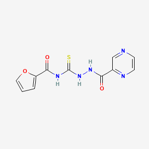 molecular formula C11H9N5O3S B14919120 N-{[2-(pyrazin-2-ylcarbonyl)hydrazinyl]carbonothioyl}furan-2-carboxamide 