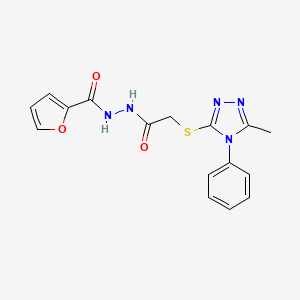 molecular formula C16H15N5O3S B14919306 N'-{2-[(5-methyl-4-phenyl-4H-1,2,4-triazol-3-yl)sulfanyl]acetyl}furan-2-carbohydrazide 