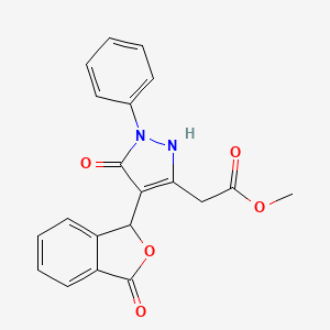molecular formula C20H16N2O5 B14919477 methyl [5-hydroxy-4-(3-oxo-1,3-dihydro-2-benzofuran-1-yl)-1-phenyl-1H-pyrazol-3-yl]acetate 