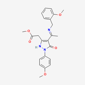 molecular formula C23H25N3O5 B14919547 methyl [(4Z)-4-{1-[(2-methoxybenzyl)amino]ethylidene}-1-(4-methoxyphenyl)-5-oxo-4,5-dihydro-1H-pyrazol-3-yl]acetate 