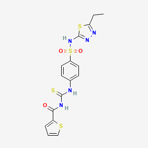molecular formula C16H15N5O3S4 B14919855 N-[[4-[(5-ethyl-1,3,4-thiadiazol-2-yl)sulfamoyl]phenyl]carbamothioyl]thiophene-2-carboxamide 