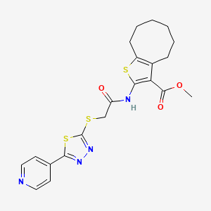 molecular formula C21H22N4O3S3 B14919882 Methyl 2-[({[5-(pyridin-4-yl)-1,3,4-thiadiazol-2-yl]sulfanyl}acetyl)amino]-4,5,6,7,8,9-hexahydrocycloocta[b]thiophene-3-carboxylate 