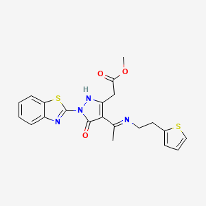 molecular formula C21H20N4O3S2 B14919921 methyl [(4Z)-1-(1,3-benzothiazol-2-yl)-5-oxo-4-(1-{[2-(thiophen-2-yl)ethyl]amino}ethylidene)-4,5-dihydro-1H-pyrazol-3-yl]acetate 
