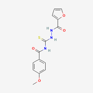 molecular formula C14H13N3O4S B14919988 N-[N'-(Furan-2-carbonyl)-hydrazinocarbothioyl]-4-methoxy-benzamide 