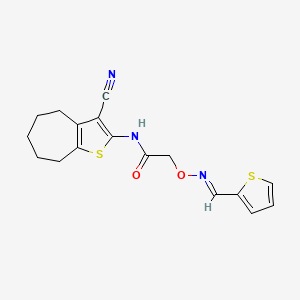 molecular formula C17H17N3O2S2 B14920223 N-(3-cyano-5,6,7,8-tetrahydro-4H-cyclohepta[b]thiophen-2-yl)-2-({[(E)-thiophen-2-ylmethylidene]amino}oxy)acetamide 