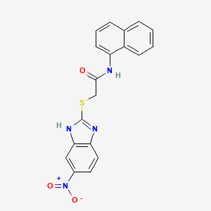 molecular formula C19H14N4O3S B14920607 N-(naphthalen-1-yl)-2-[(6-nitro-1H-benzimidazol-2-yl)sulfanyl]acetamide 