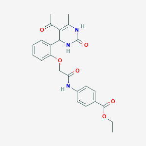 molecular formula C24H25N3O6 B14920611 Ethyl 4-({[2-(5-acetyl-6-methyl-2-oxo-1,2,3,4-tetrahydropyrimidin-4-yl)phenoxy]acetyl}amino)benzoate 