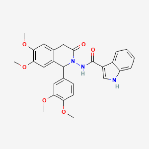 molecular formula C28H27N3O6 B14920782 N-[1-(3,4-dimethoxyphenyl)-6,7-dimethoxy-3-oxo-3,4-dihydroisoquinolin-2(1H)-yl]-1H-indole-3-carboxamide 
