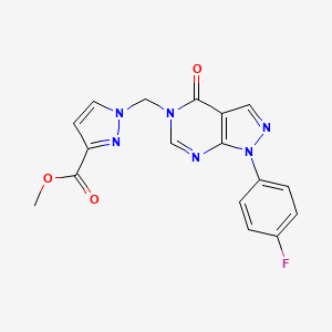 molecular formula C17H13FN6O3 B14920841 methyl 1-{[1-(4-fluorophenyl)-4-oxo-1,4-dihydro-5H-pyrazolo[3,4-d]pyrimidin-5-yl]methyl}-1H-pyrazole-3-carboxylate 