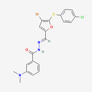 molecular formula C20H17BrClN3O2S B14921089 N'-[(E)-{4-bromo-5-[(4-chlorophenyl)sulfanyl]furan-2-yl}methylidene]-3-(dimethylamino)benzohydrazide 