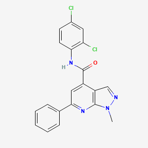 molecular formula C20H14Cl2N4O B14921127 N-(2,4-dichlorophenyl)-1-methyl-6-phenyl-1H-pyrazolo[3,4-b]pyridine-4-carboxamide 