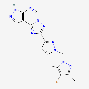 molecular formula C15H13BrN10 B14921160 2-{1-[(4-bromo-3,5-dimethyl-1H-pyrazol-1-yl)methyl]-1H-pyrazol-3-yl}-7H-pyrazolo[4,3-e][1,2,4]triazolo[1,5-c]pyrimidine 