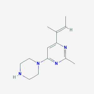 (E)-4-(but-2-en-2-yl)-2-methyl-6-(piperazin-1-yl)pyrimidine