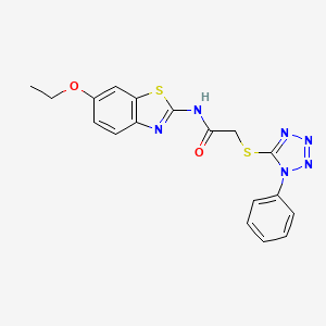 molecular formula C18H16N6O2S2 B14921326 N-(6-ethoxy-1,3-benzothiazol-2-yl)-2-[(1-phenyl-1H-tetrazol-5-yl)sulfanyl]acetamide 