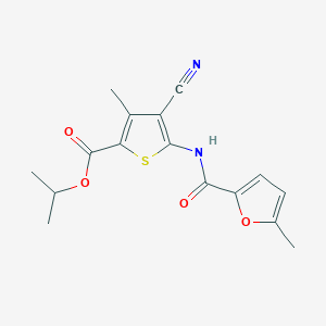 molecular formula C16H16N2O4S B14921429 Propan-2-yl 4-cyano-3-methyl-5-{[(5-methylfuran-2-yl)carbonyl]amino}thiophene-2-carboxylate 