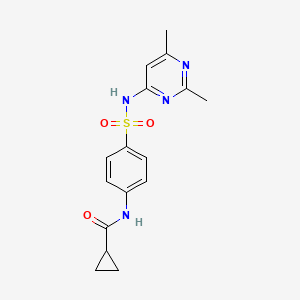 molecular formula C16H18N4O3S B14921449 N-{4-[(2,6-dimethylpyrimidin-4-yl)sulfamoyl]phenyl}cyclopropanecarboxamide 