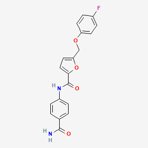 molecular formula C19H15FN2O4 B14921461 N-(4-carbamoylphenyl)-5-[(4-fluorophenoxy)methyl]furan-2-carboxamide 