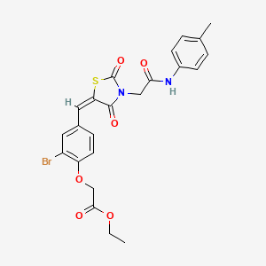 molecular formula C23H21BrN2O6S B14921507 ethyl {2-bromo-4-[(E)-(3-{2-[(4-methylphenyl)amino]-2-oxoethyl}-2,4-dioxo-1,3-thiazolidin-5-ylidene)methyl]phenoxy}acetate 