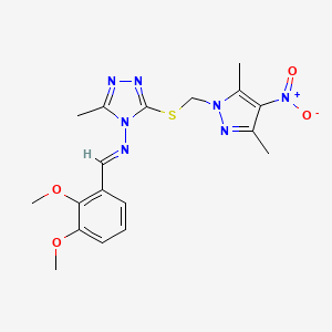 molecular formula C18H21N7O4S B14921562 N-[(E)-(2,3-dimethoxyphenyl)methylidene]-3-{[(3,5-dimethyl-4-nitro-1H-pyrazol-1-yl)methyl]sulfanyl}-5-methyl-4H-1,2,4-triazol-4-amine 