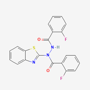molecular formula C21H13F2N3O2S B14921577 N-(1,3-benzothiazol-2-yl)-2-fluoro-N'-[(2-fluorophenyl)carbonyl]benzohydrazide 