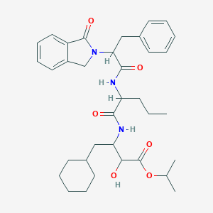 molecular formula C35H47N3O6 B149216 propan-2-yl 4-cyclohexyl-2-hydroxy-3-[2-[[2-(3-oxo-1H-isoindol-2-yl)-3-phenylpropanoyl]amino]pentanoylamino]butanoate CAS No. 139238-61-2