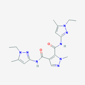 molecular formula C18H24N8O2 B14921659 N,N'-bis(1-ethyl-5-methyl-1H-pyrazol-3-yl)-1-methyl-1H-pyrazole-4,5-dicarboxamide 