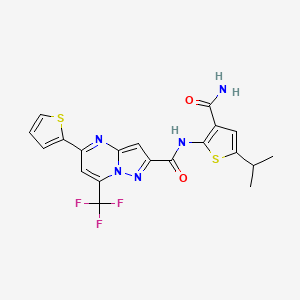 molecular formula C20H16F3N5O2S2 B14921948 N~2~-[3-(Aminocarbonyl)-5-isopropyl-2-thienyl]-5-(2-thienyl)-7-(trifluoromethyl)pyrazolo[1,5-A]pyrimidine-2-carboxamide 