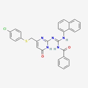 molecular formula C29H22ClN5O2S B14922023 N-{[(6-{[(4-chlorophenyl)sulfanyl]methyl}-4-oxo-1,4-dihydropyrimidin-2-yl)amino](naphthalen-1-ylamino)methylidene}benzamide 