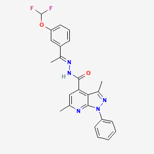 molecular formula C24H21F2N5O2 B14922040 N'-{(1E)-1-[3-(difluoromethoxy)phenyl]ethylidene}-3,6-dimethyl-1-phenyl-1H-pyrazolo[3,4-b]pyridine-4-carbohydrazide 