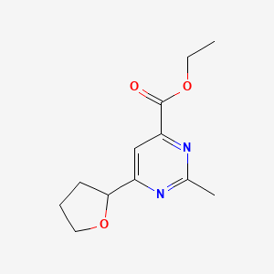 molecular formula C12H16N2O3 B1492209 Ethyl 2-methyl-6-(oxolan-2-yl)pyrimidine-4-carboxylate CAS No. 2098079-48-0