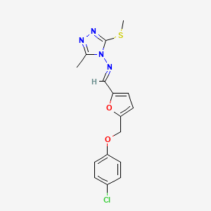 molecular formula C16H15ClN4O2S B14922099 N-[(E)-{5-[(4-chlorophenoxy)methyl]furan-2-yl}methylidene]-3-methyl-5-(methylsulfanyl)-4H-1,2,4-triazol-4-amine 