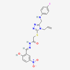 molecular formula C21H20IN7O4S B14922123 N'-[(E)-(2-hydroxy-5-nitrophenyl)methylidene]-2-{[5-{[(4-iodophenyl)amino]methyl}-4-(prop-2-en-1-yl)-4H-1,2,4-triazol-3-yl]sulfanyl}acetohydrazide 